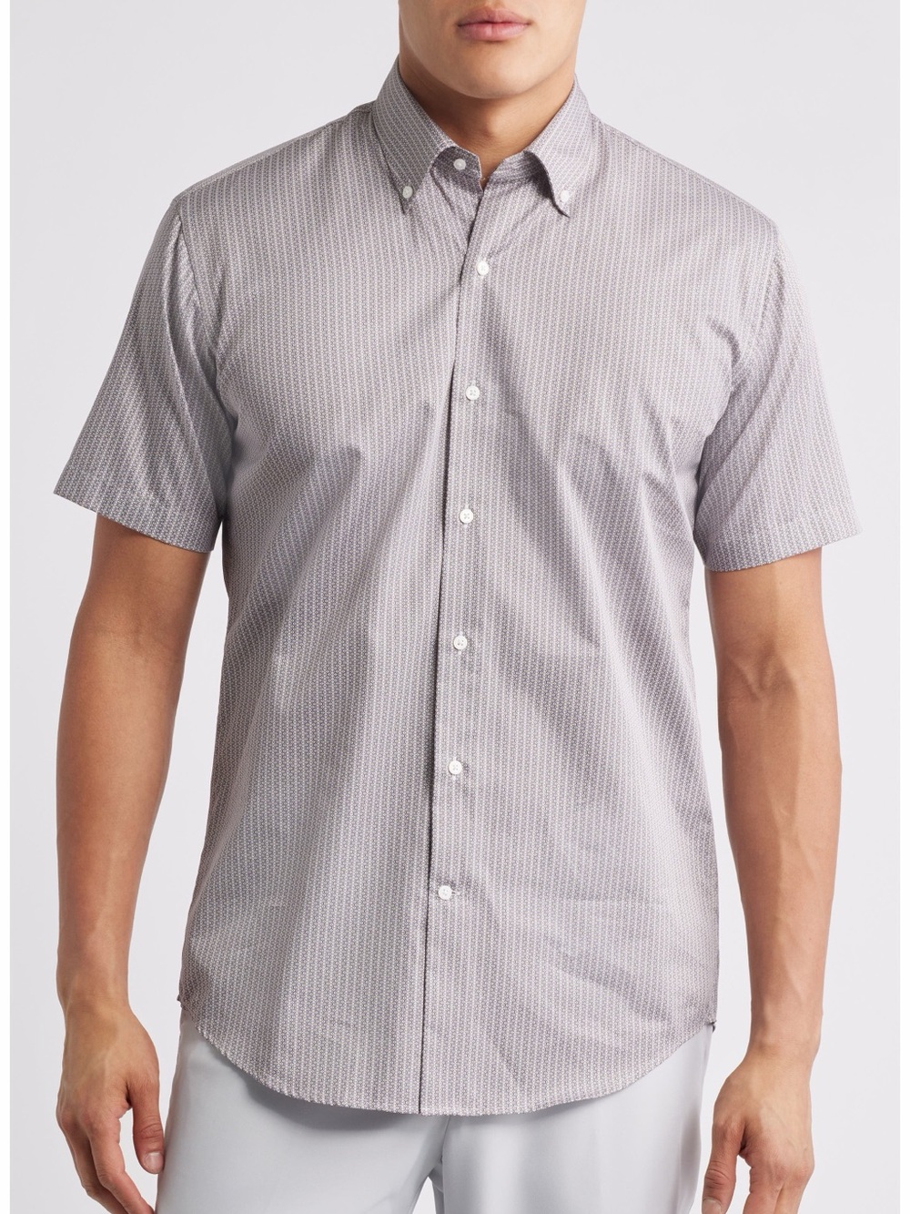 NWT Peter Millar Zollar Geometric Print Short Sleeve Button-Down Shirt (Medium)